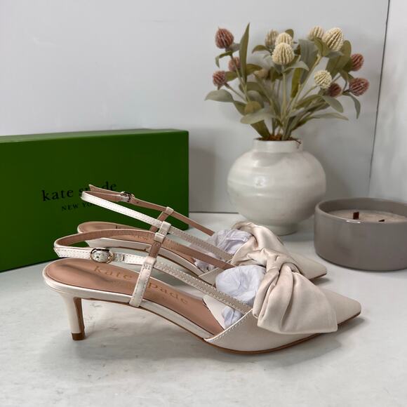 Kate Spade New York Marseille Slingback Pumps Pointed Toe Ivory K1037 Women's 7B - Picture 4 of 11